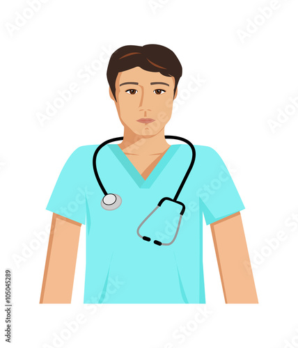 Vector image of a young male doctor wearing a stethoscope