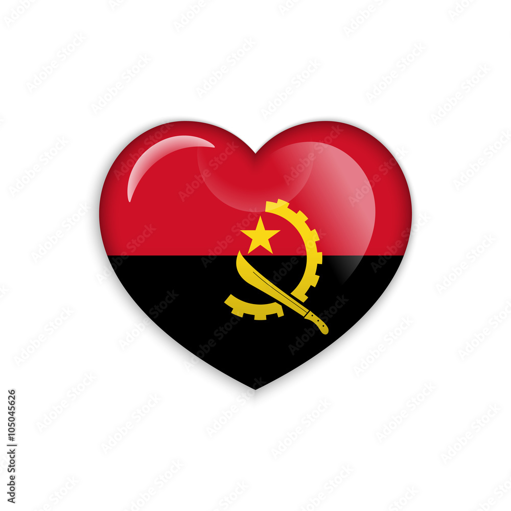 Love Angola symbol. Heart flag icon. Vector illustration. Love Angola symbol. Heart flag icon. Vector illustration.