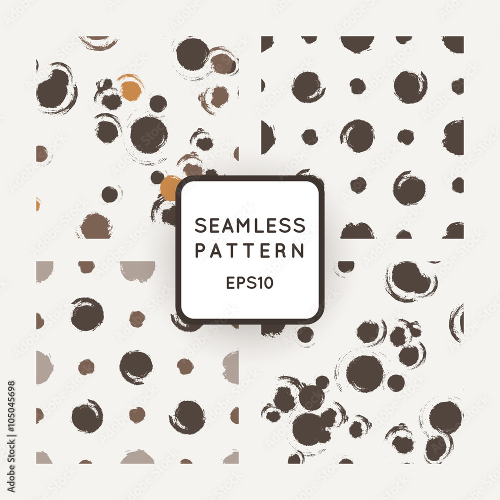 Obraz premium Set of vector seamless patterns with grungy hand-drawn blots