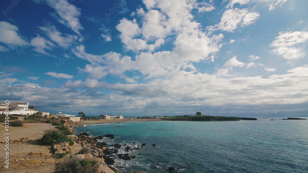 Beautiful Seascape on Island Tabarca, Spain . Sea, rocks, sky and relaxation.