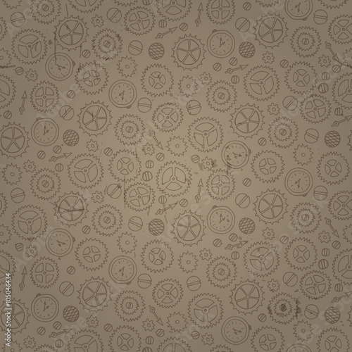 Seamless pattern with steampunk mechanisms