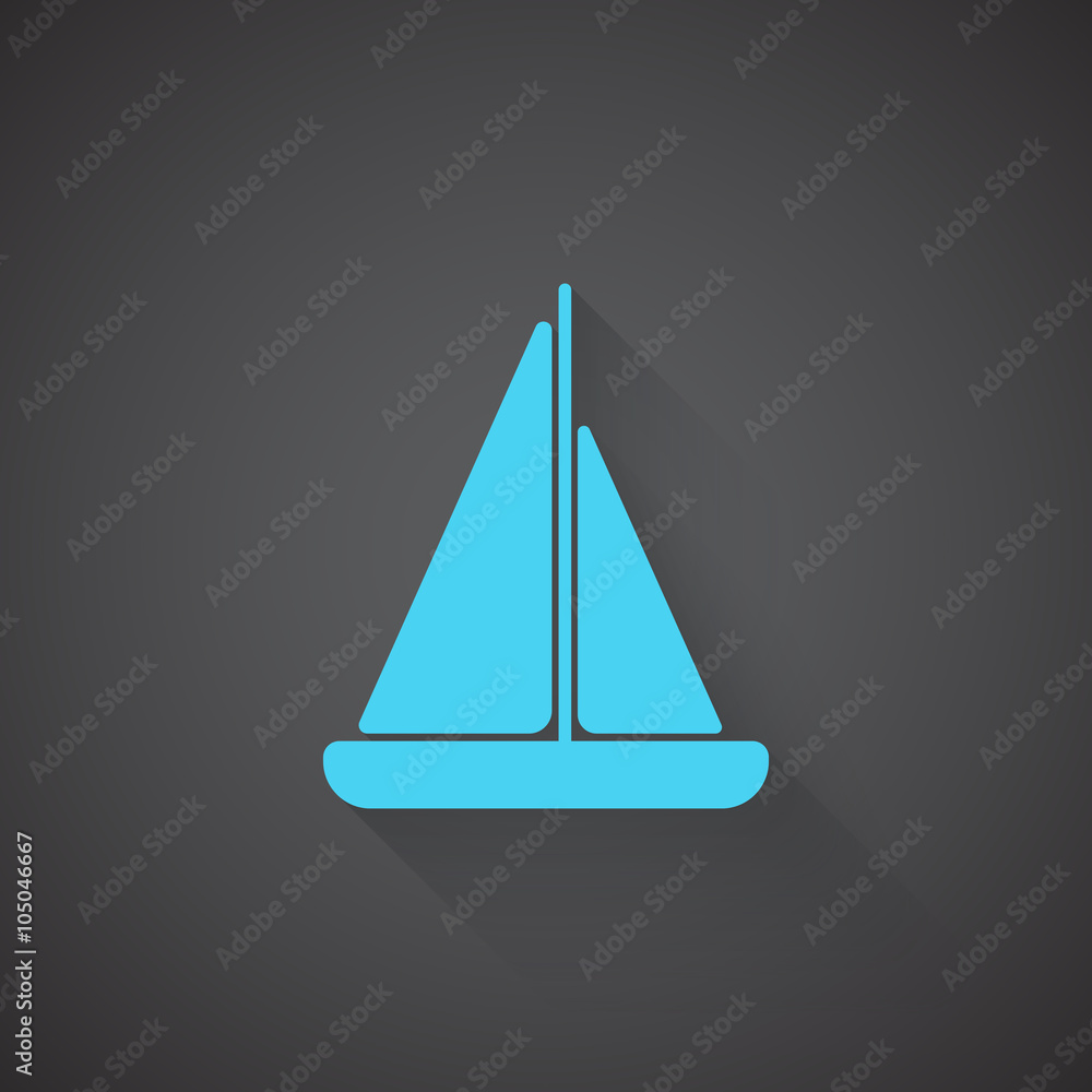 Fototapeta premium Flat Sailboat web app icon on dark background