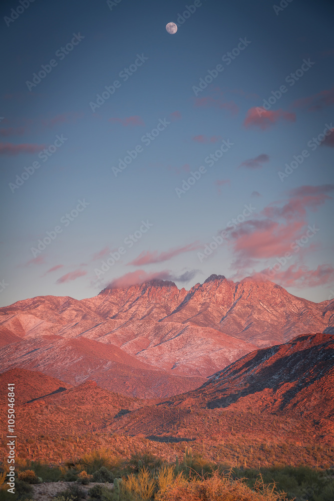 Snow covered peaks outside Phoenix, Arizona