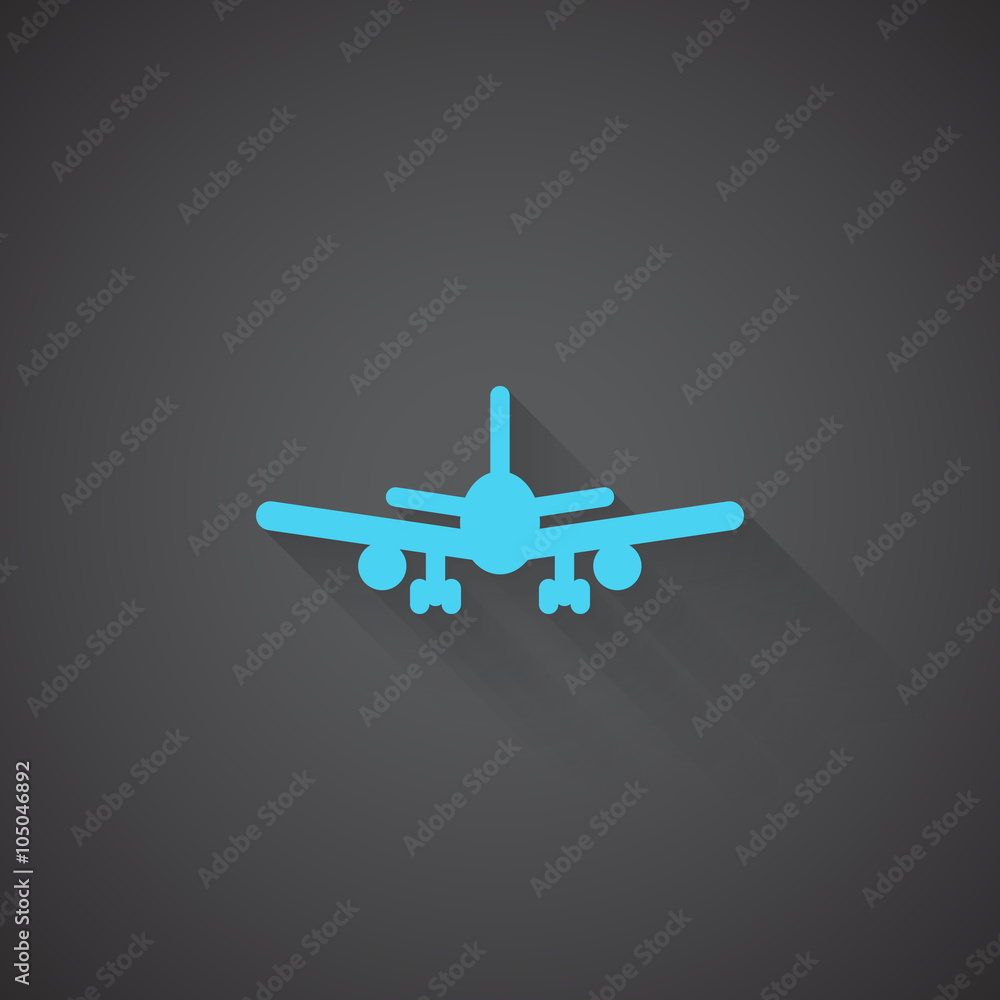 Flat Airplane web app icon on dark background Flat Airplane web app icon on dark background