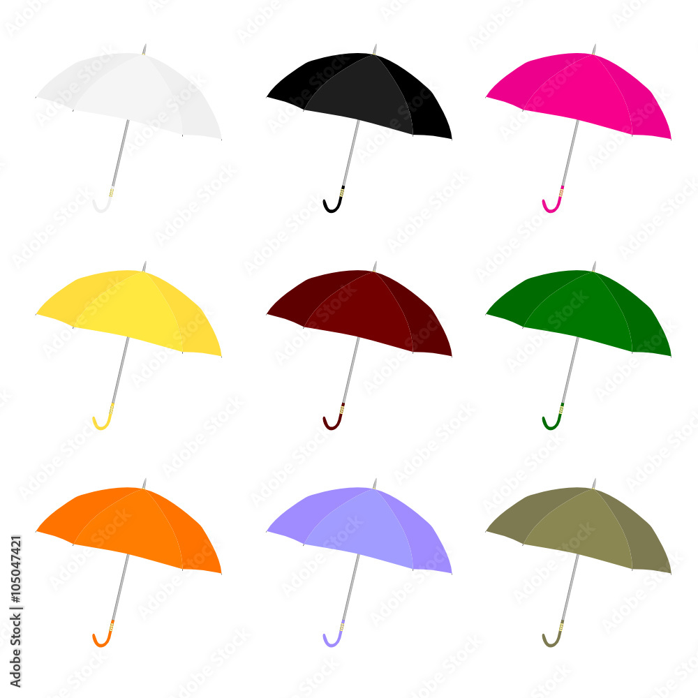 umbrella color set illustration