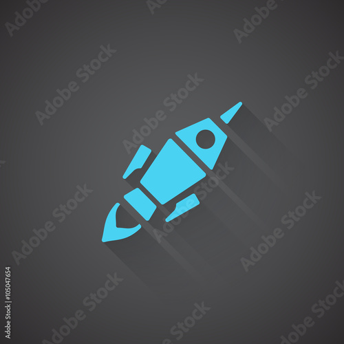 Flat Rocket Launch web app icon on dark background