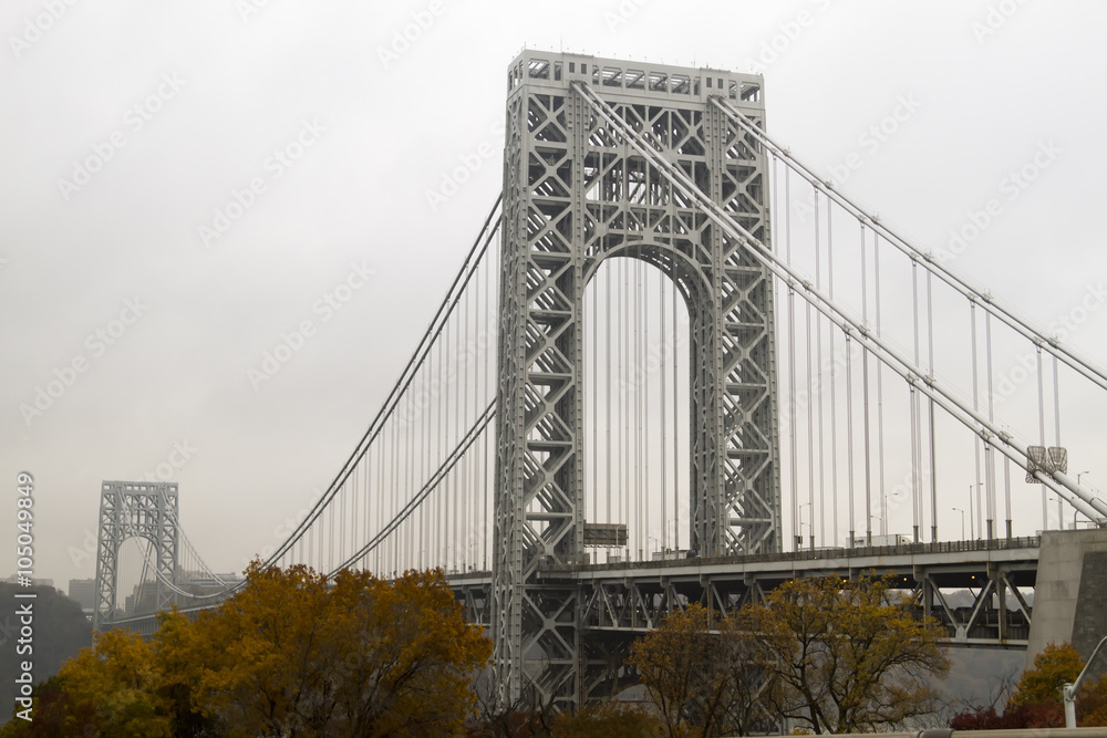 View of George Washington Bridge over Hudson River.