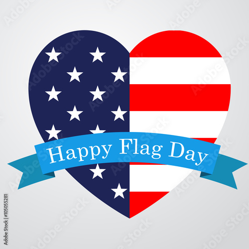 Icono plano Happy Flag Day en corazon bandera USA #1