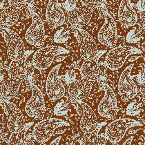 Seamless pattern in two colors Paisley design photo