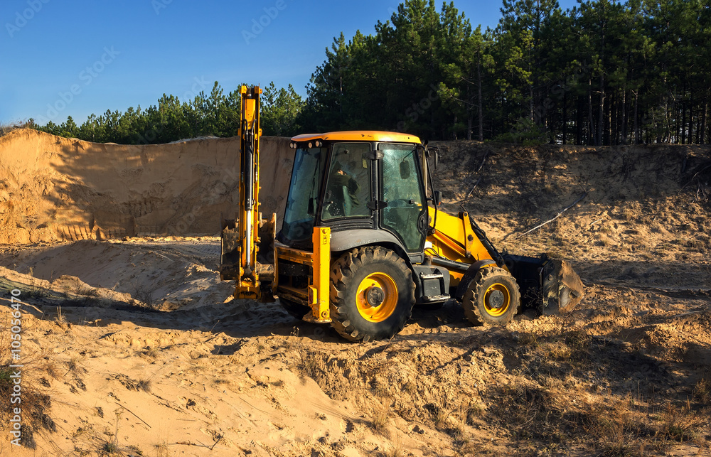 excavator illegally produces sand, destroying the forest landsca excavator illegally produces sand, destroying the forest landsca