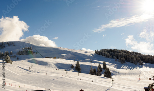 winter mountain landscape in the french Alps