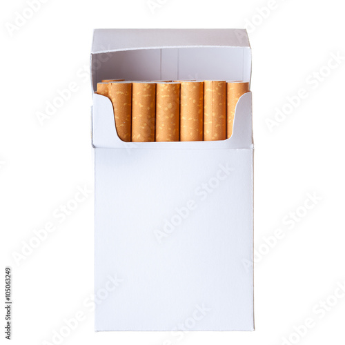 Pack of cigarettes isolated on white background photo