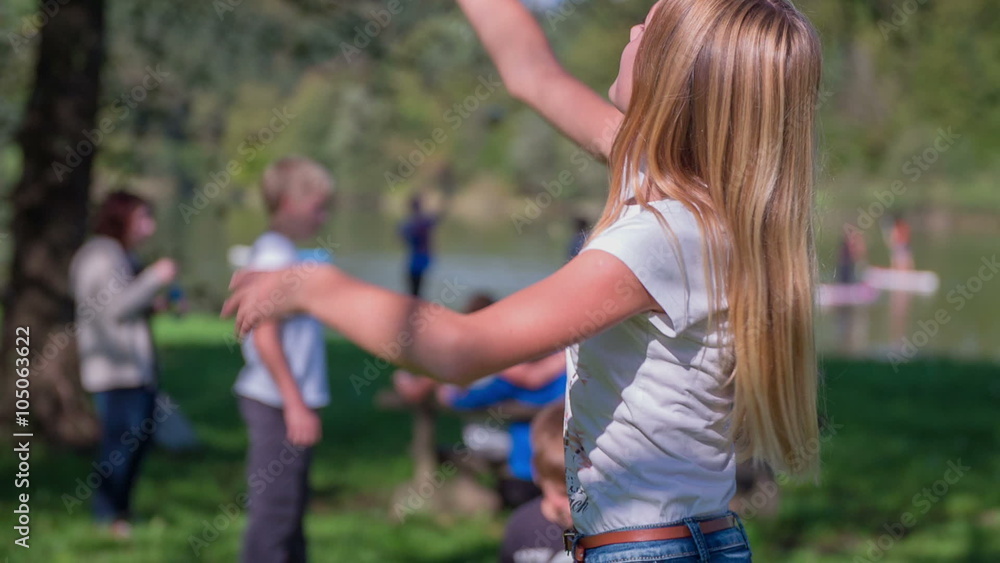 Girl playing with hula-hoop Girl playing with hula-hoop