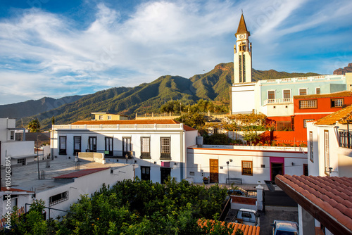 City view with Bonaza church in the centre of El Paso village on the western part of La Palma island photo