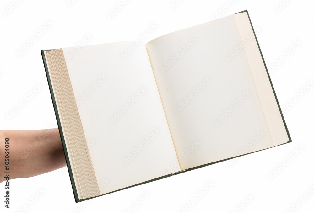 Blank white pages in an open book