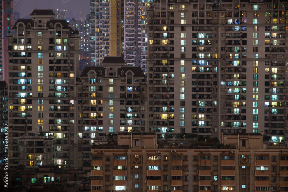 residential buildings night view