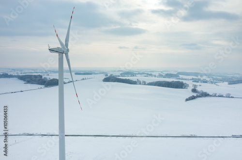 Windmill on the field in winter