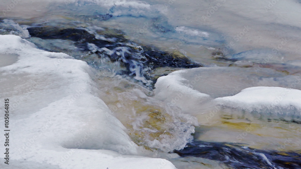 River stream with floating ice in 4K River stream with floating ice in 4K