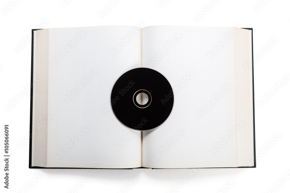 Fototapeta premium open book and compact disk