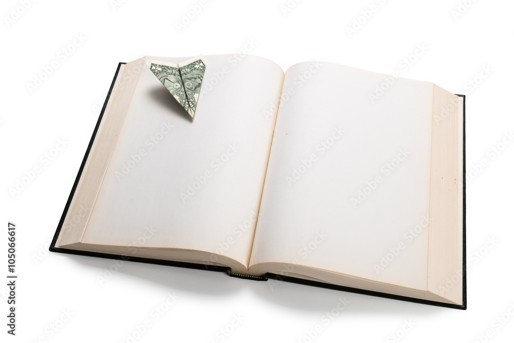 Fototapeta premium open book and us dollar