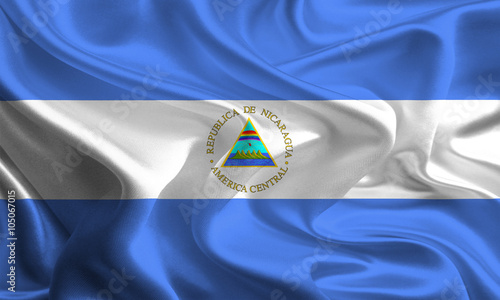 Waving Fabric Flag of Nicaragua