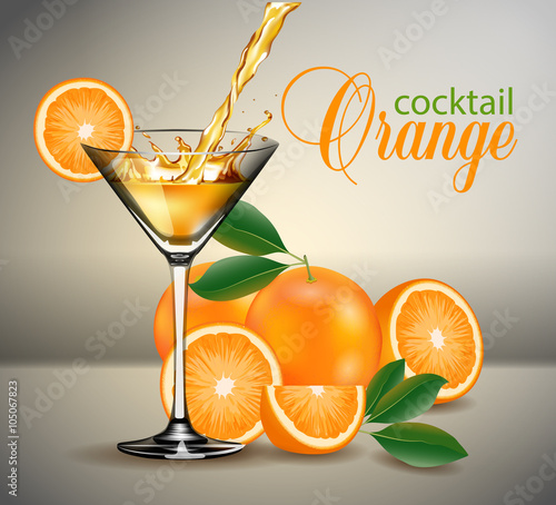 Glass of orange juice and splashes  