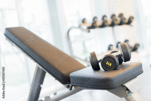dumbbell on the exercise bench