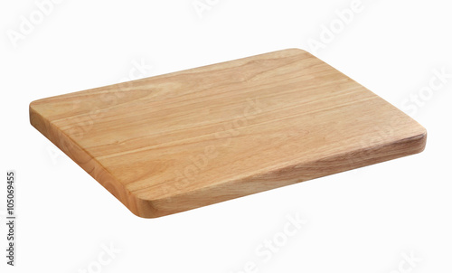 Wooden chopping block for butcher isolated on white background