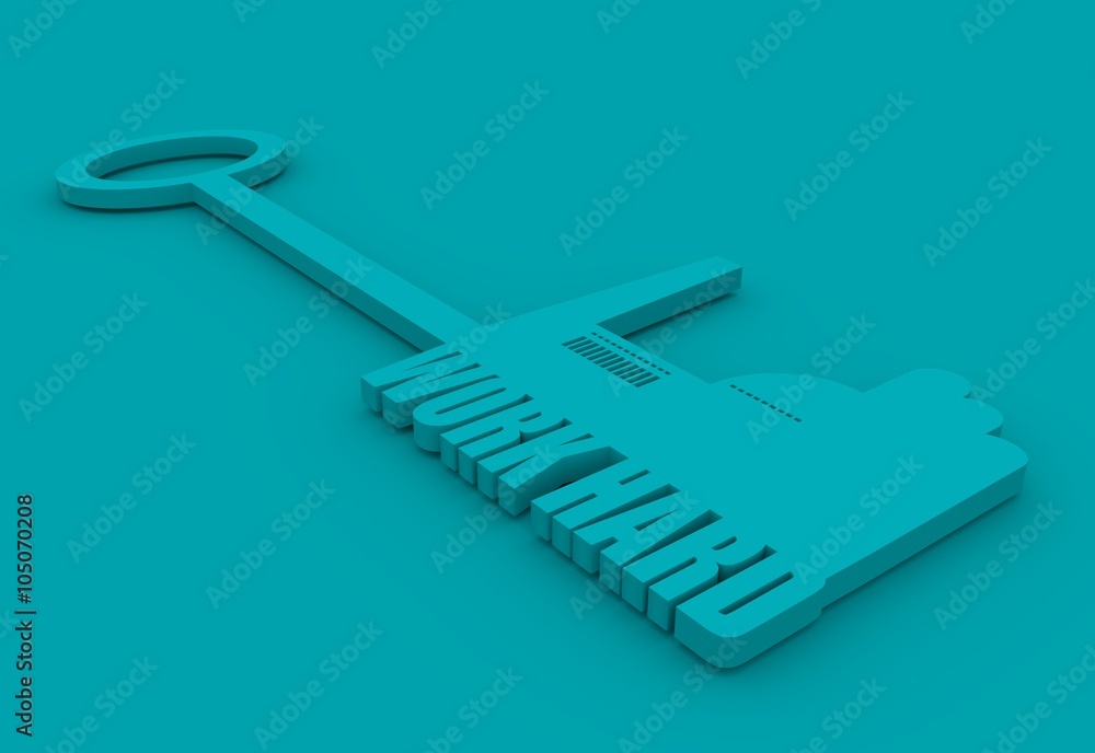 illustration concept, hand holding a key of hard work illustration concept, hand holding a key of hard work