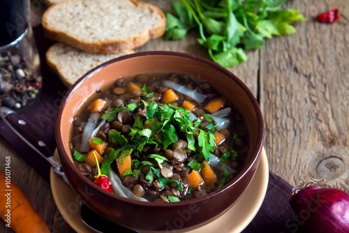 Vegetarian lentil soup (stew)