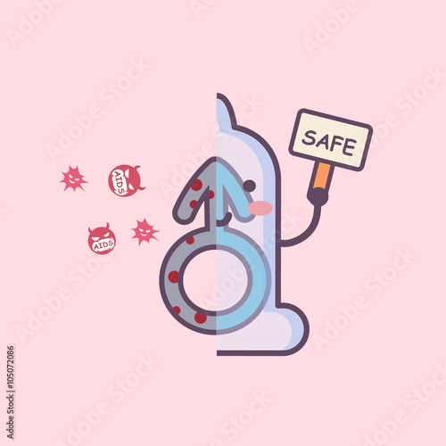Cartoon Condom with aids