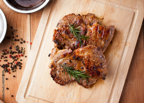 grilled pork chop with rosemary
