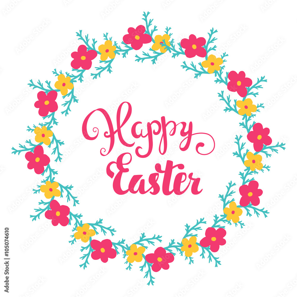 Happy Easter card. Easter hand lettering. Hand calligraphy Happy Easter.