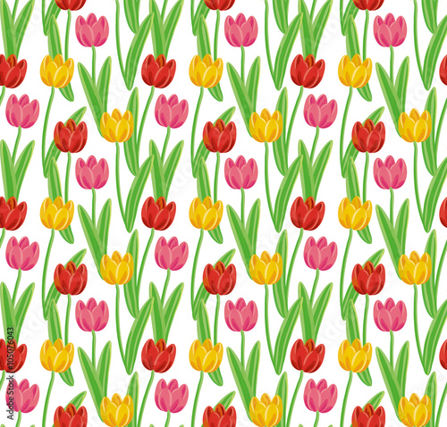 Hand-drawn tulips  pattern