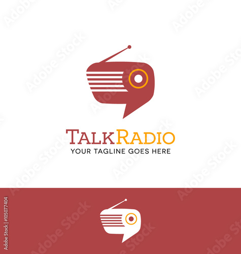 combination retro radio and talk bubble logo for business, group, blog or website