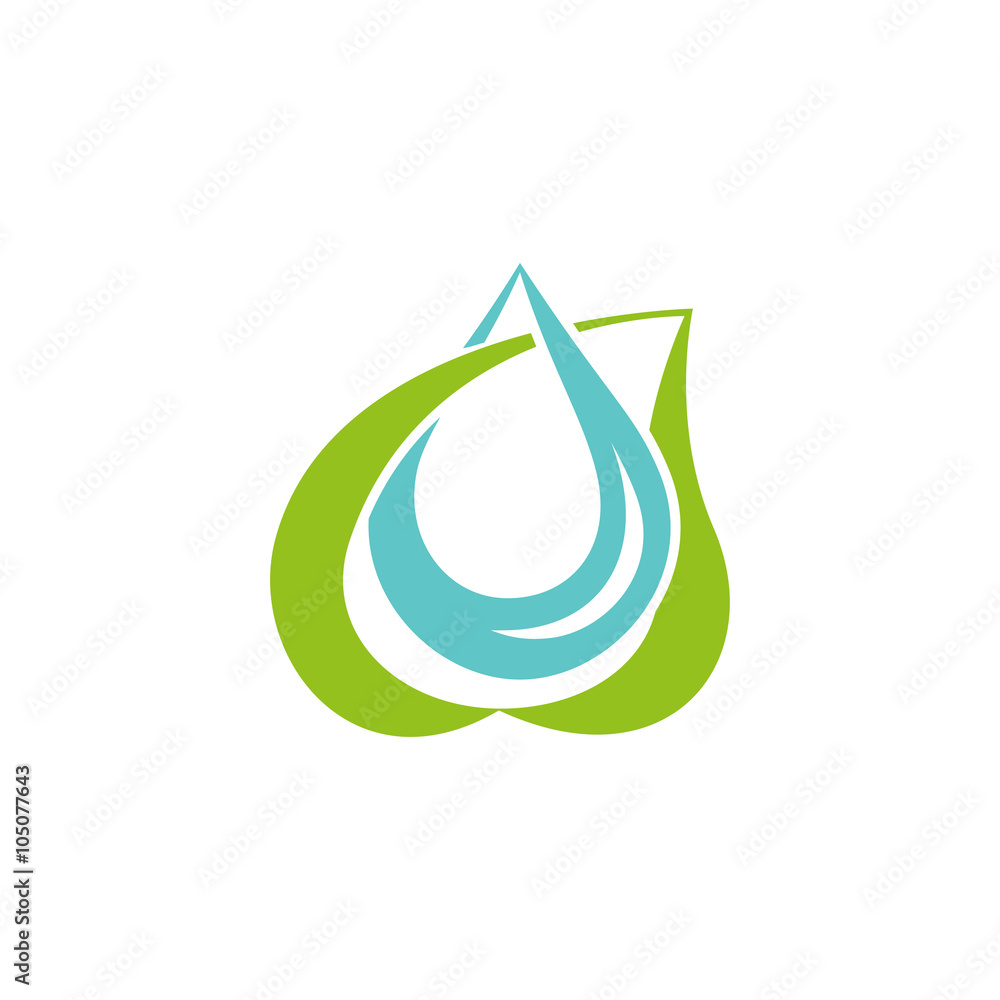 Leaf and drop intersection eco concept Leaf and drop intersection eco concept