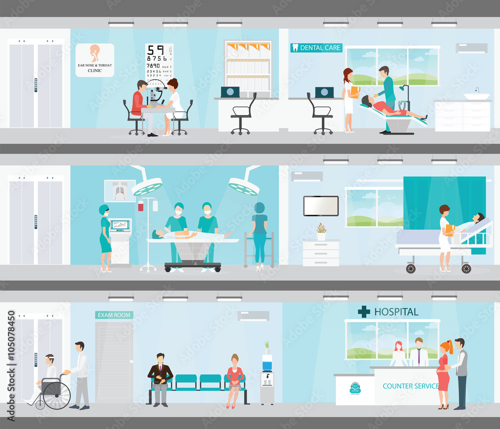Info graphic of Medical services in hospitals. Info graphic of Medical services in hospitals.