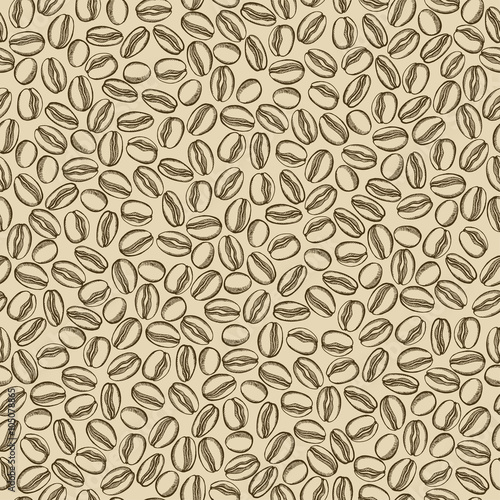 Coffee beans seamless pattern background vector. 