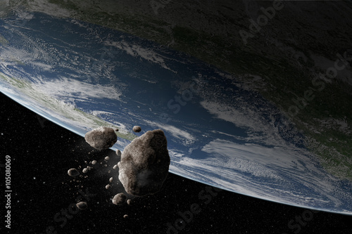 scena-kosmosu-z-asteroida-i-planeta-ziemia