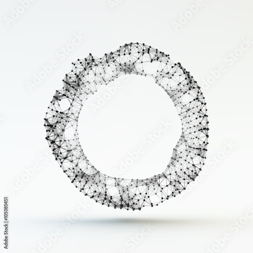 Torus. Molecular lattice. Connection structure. 3d Vector Illustration.