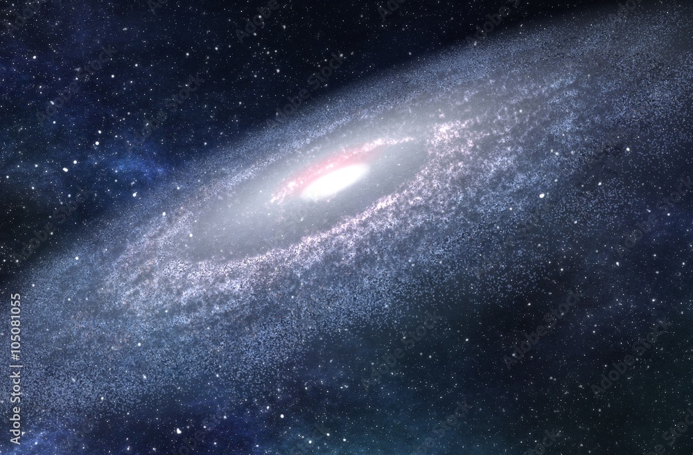 Naklejka premium Big Spiral Galaxy - 3D Rendered Digital Illustration