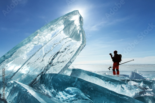 Traveler among ice