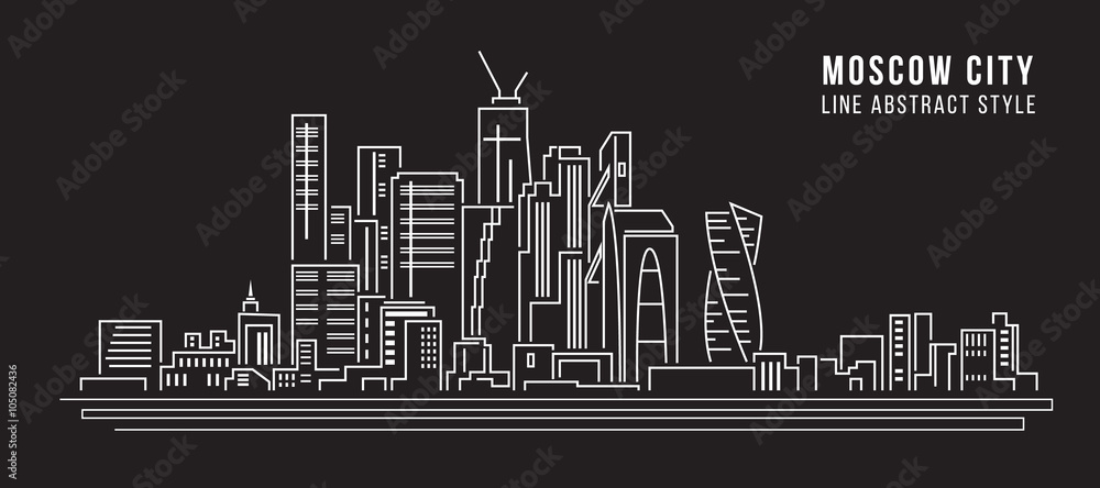 Cityscape Building Line art Vector Illustration design - moscow city