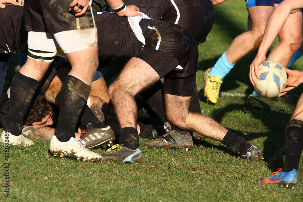giocatori di rugby in campo, mischia giocatori di rugby in campo, mischia