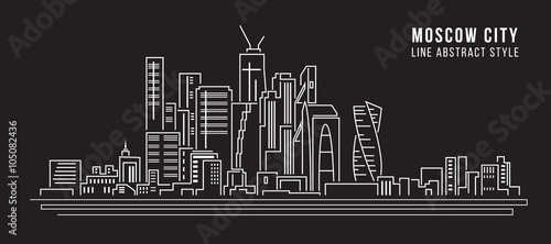 Cityscape Building Line art Vector Illustration design - moscow city