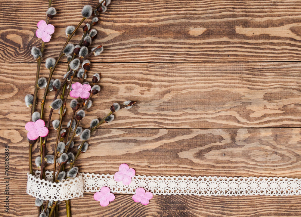 Naklejka premium easters spring shabby wooden background.Blank, greeting easter card