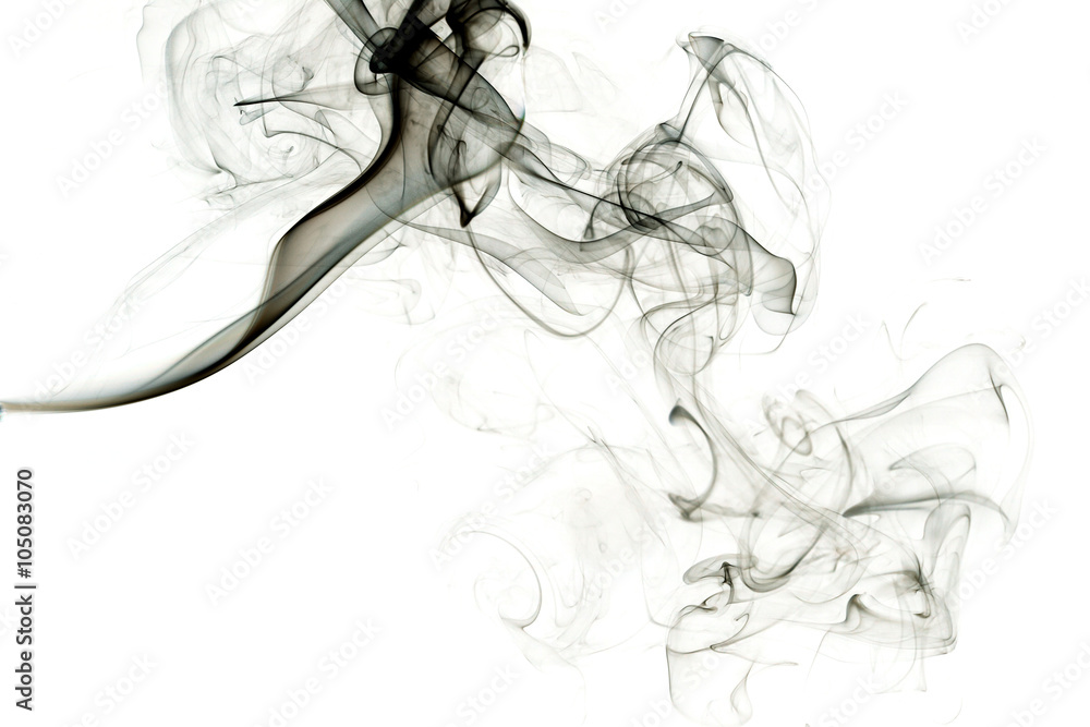 Fototapeta premium Black smoke on white background.