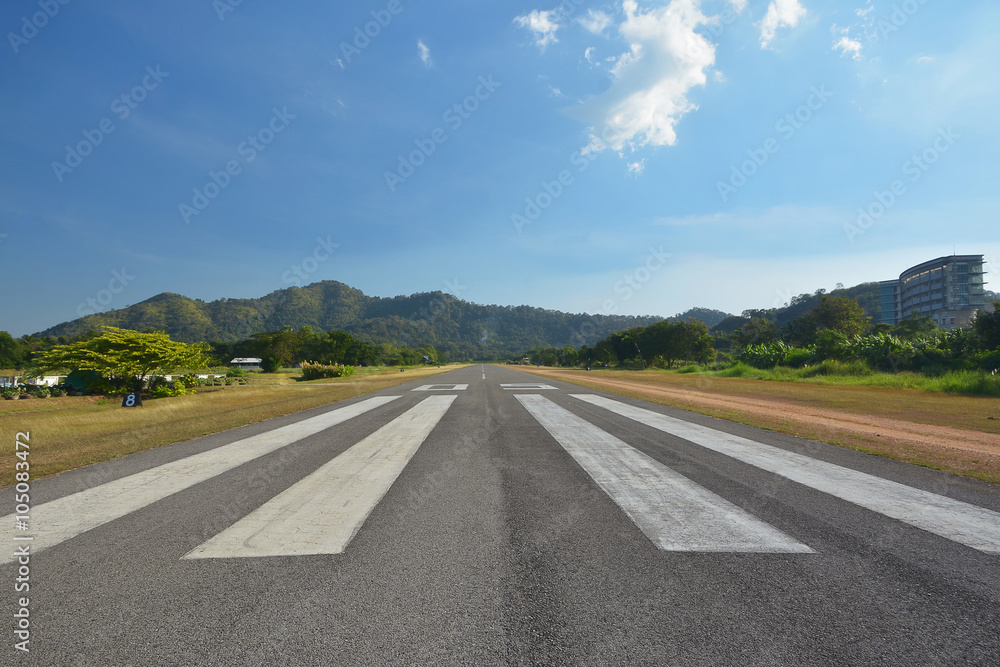 runway in front of the mountain