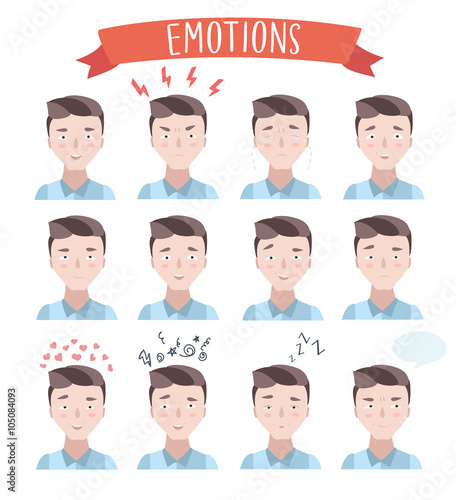 Handsome man emotions portraits