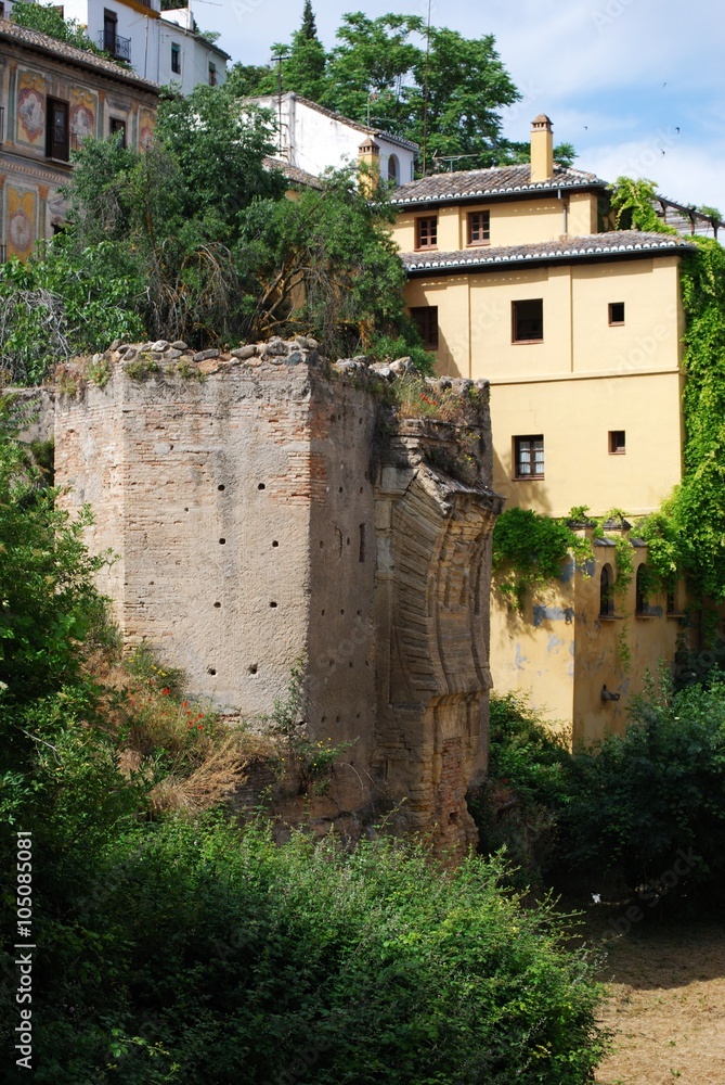 Moorish ruin along the Carrera del Darro, Granada.